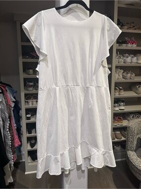 White Ruffle Sleeve Summer Mini Dress (BRIDAL!)